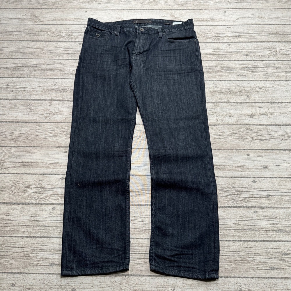 Guess Jeans Men's 36x30 Black Dark Wash Slim Fit Straight Leg Streetwear Skater
